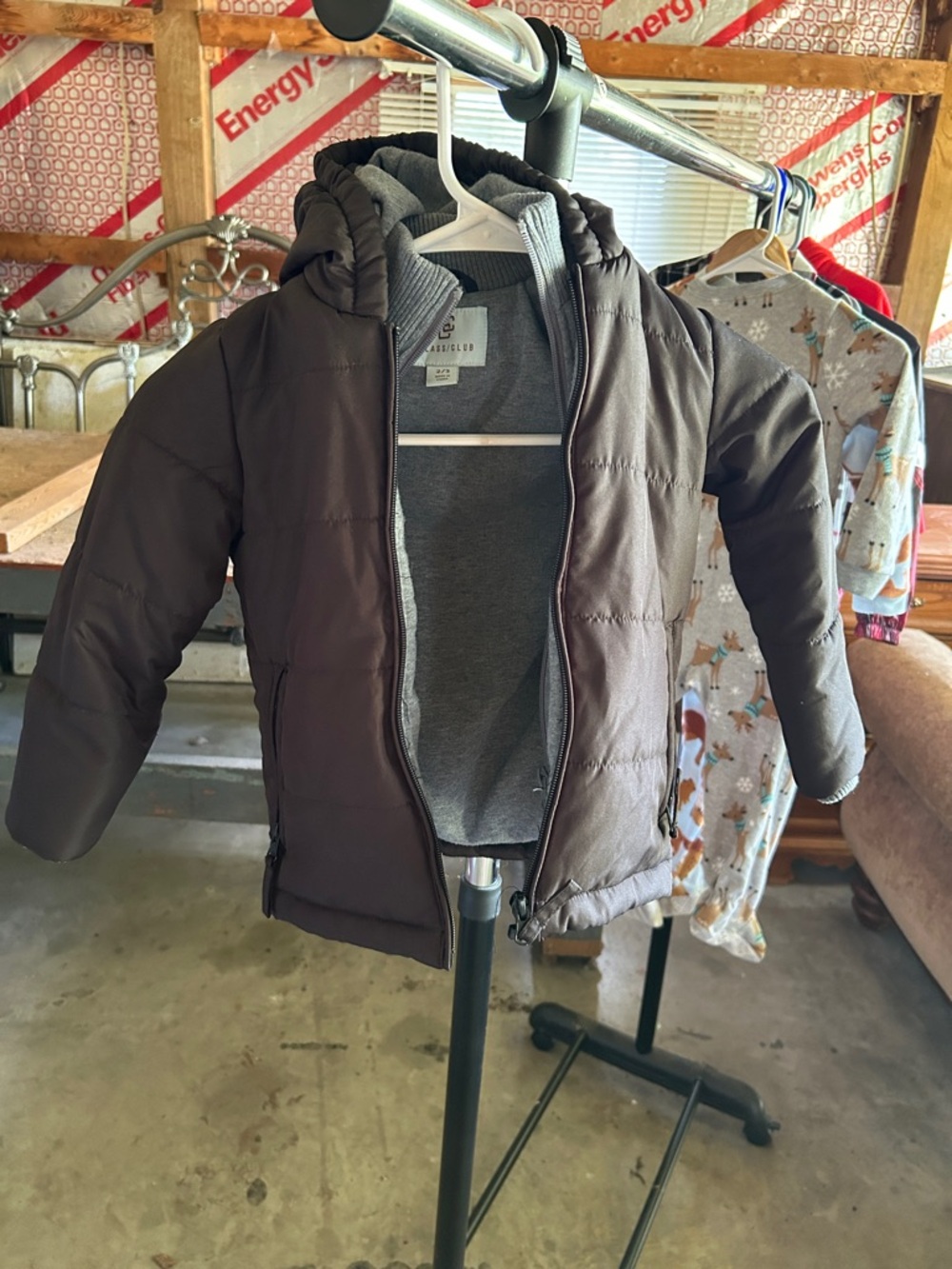 Class Club Brown Hooded Puffer Jacket for Kids
